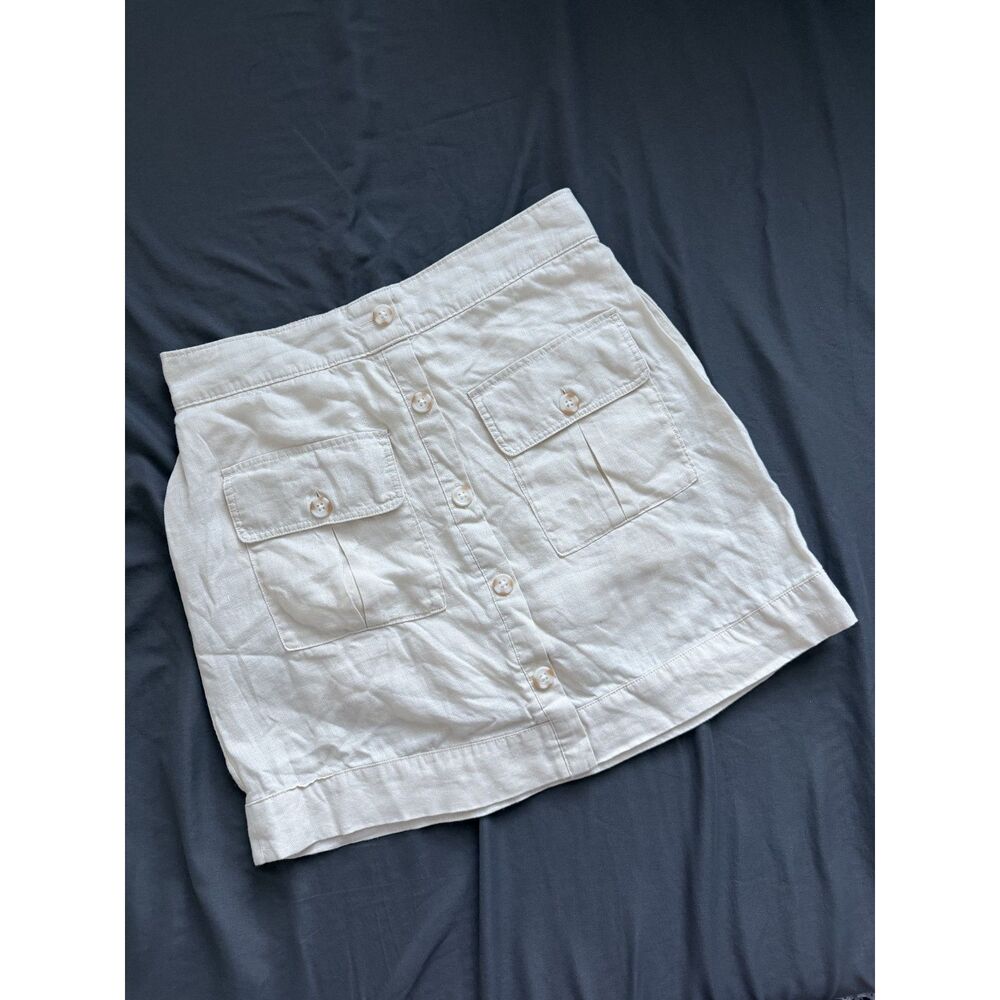 Nicole Miller New York 100% linen skirt in white/cream